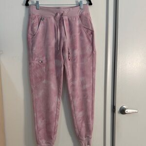 FIGS Pink Tie-Dye Jogger Pants with Pockets